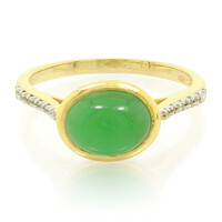 Anello placcato in oro con Crisoprasio Imperiale