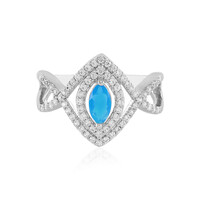 Anello in argento con Opale Blu dell'Etiopia