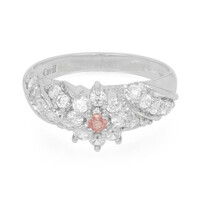 Anello placcato in platino con Zaffiro Padparadscha