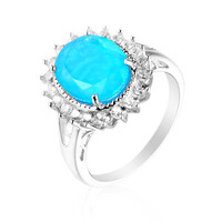 Anello in argento con Opale Blu Caraibico