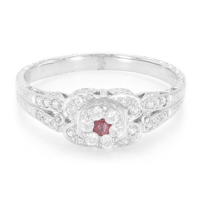 Anello placcato in platino con Zaffiro Padparadscha