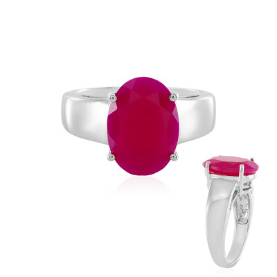 Anello in argento con Calcedonio Lampone
