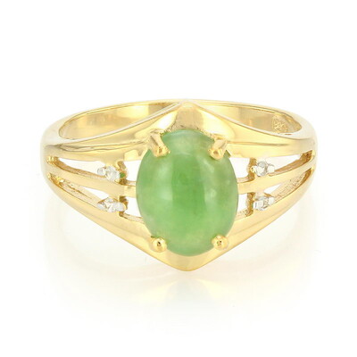 Anello placcato in oro con Crisoprasio Imperiale