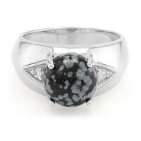 Anello da uomo in argento con Ossidiana Fiocco di Neve