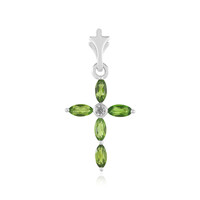 Ciondolo in argento con Diopside Russo