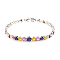 Bracciale in argento con Zaffiro Blu del Madagascar