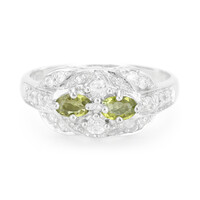 Anello placcato in platino con Tormalina Cuprian