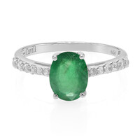 Anello placcato in platino con Smeraldo Bahia