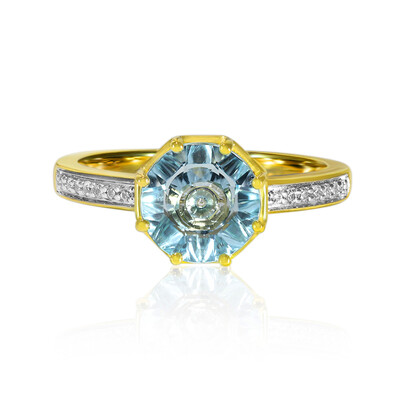 Anello in oro con Topazio Blu Svizzero (Glenn Lehrer)