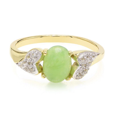Anello placcato in oro con Crisoprasio Imperiale