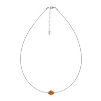 Collana in argento con Ambra Baltica Cognac