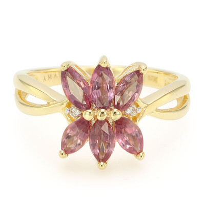 Anello in oro con Zaffiro Padparadscha (non riscaldato) (AMAYANI)