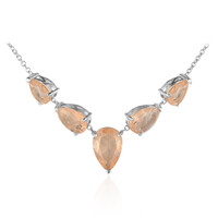 Collana in argento con Quarzo pesca pastello