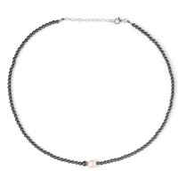 Collana in argento con Perla d'Acqua Dolce Bianca (Riya)