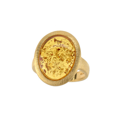 Anello in argento con Ambra Baltica Cognac (dagen)