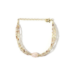 Bracciale in argento con Perla d'Acqua Dolce Pesca (Riya)