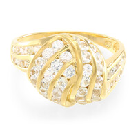 Anello placcato in oro con Zaffiro Bianco