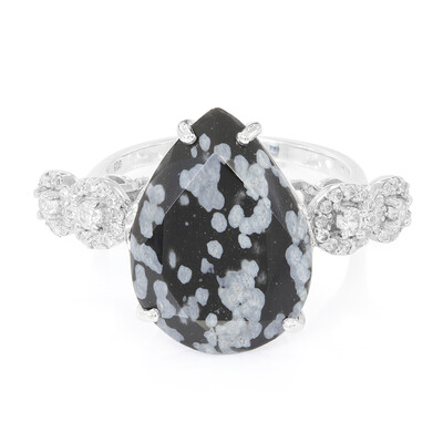 Anello in argento con Ossidiana Fiocco di Neve