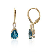 Orecchini in oro con Topazio Blu Londra