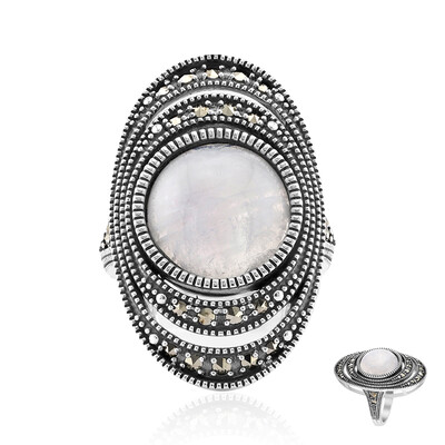 Anello in argento con Pietra di Luna Arcobaleno (Annette classic)