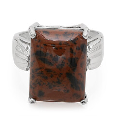 Anello in argento con Ossidiana Mogano
