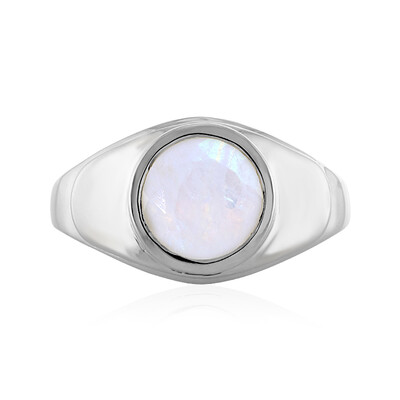 Anello in argento con Pietra di Luna Arcobaleno