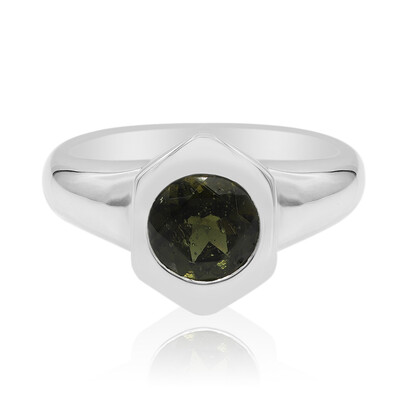 Anello in argento con Moldavite