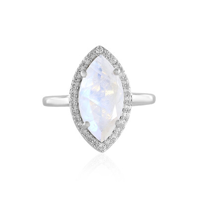 Anello in argento con Pietra di Luna Arcobaleno