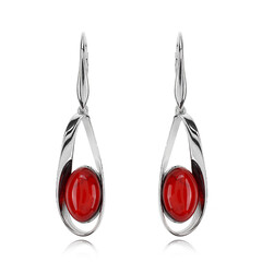 Orecchini in argento con Ambra Rossa Colombiana