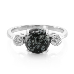 Anello in argento con Ossidiana Fiocco di Neve