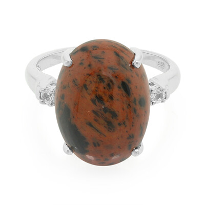 Anello in argento con Ossidiana Mogano