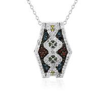 Collana in argento con Diamante Rosso I4