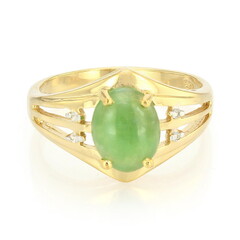 Anello placcato in oro con Crisoprasio Imperiale