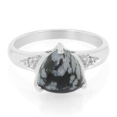 Anello in argento con Ossidiana Fiocco di Neve