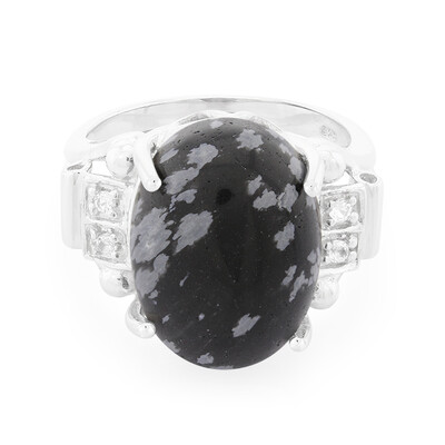 Anello in argento con Ossidiana Fiocco di Neve