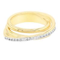Anello placcato in oro con Topazio Bianco