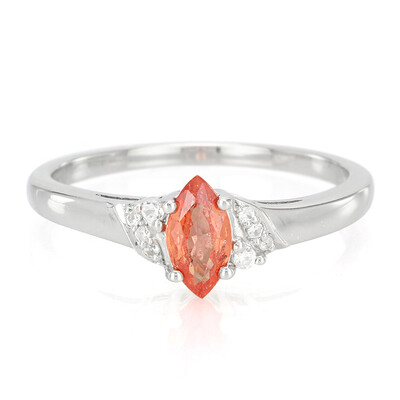 Anello placcato in platino con Zaffiro Padparadscha