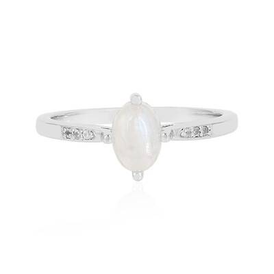 Anello in argento con Pietra di Luna Arcobaleno