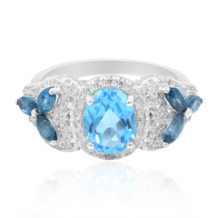 Anello in argento con Topazio Blu Svizzero