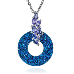 Collana in argento con Quarzo Glitter Blu Cobalto