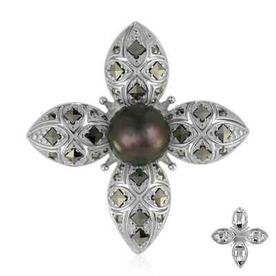 Spilla in argento con Perla Tahitiana (Annette classic)