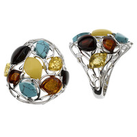 Anello in argento con Ambra Baltica