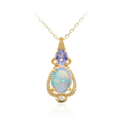 Collana in oro con Opale Nero di Lightning Ridge