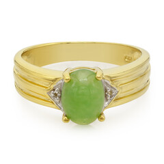 Anello placcato in oro con Crisoprasio Imperiale