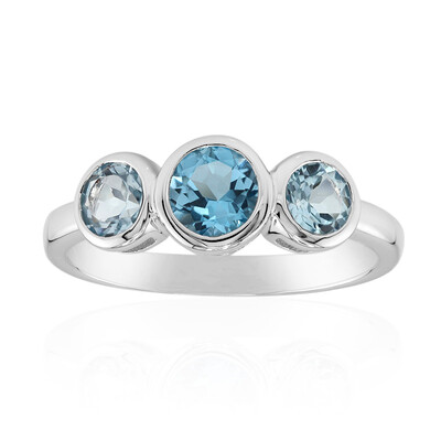 Anello in argento con Topazio Blu Svizzero