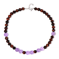 Collana in argento con Occhio di Tigre Rosso