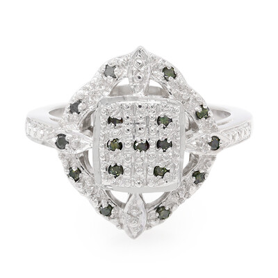 Anello in argento con Diamante Verde Smeraldo