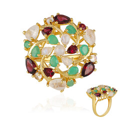 Anello in argento con Pietra di Luna Arcobaleno