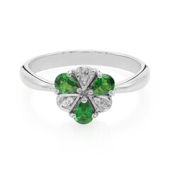 Anello placcato in platino con Tsavorite AAA