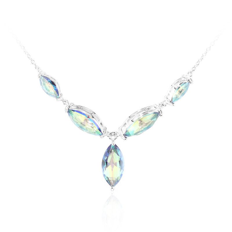Ciondolo Collana Platinato Con Topazio Mistico Arcobaleno - Taglio Goccia